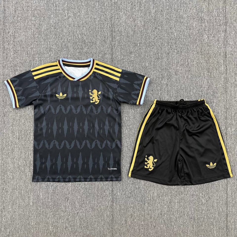 Kids-Aston Villa 26/27 Away Black Soccer Jersey